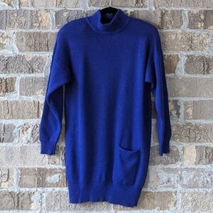 Vintage 80s Paul Et Duffier Royal Blue Purple Angora Lambswool Sweater Tunic